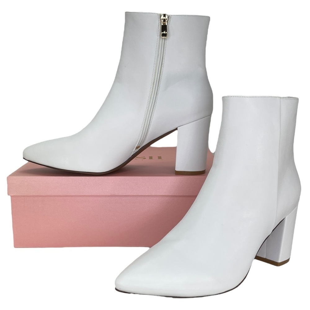 SMASH Shoes Chiku White Faux Leather Womens Ankle Boots Size 12M - Picture 9 of 13